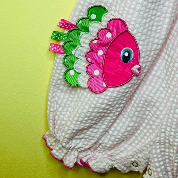 Vintage Pink and White Gingham Embroidered Romper - Picture 5 of 16